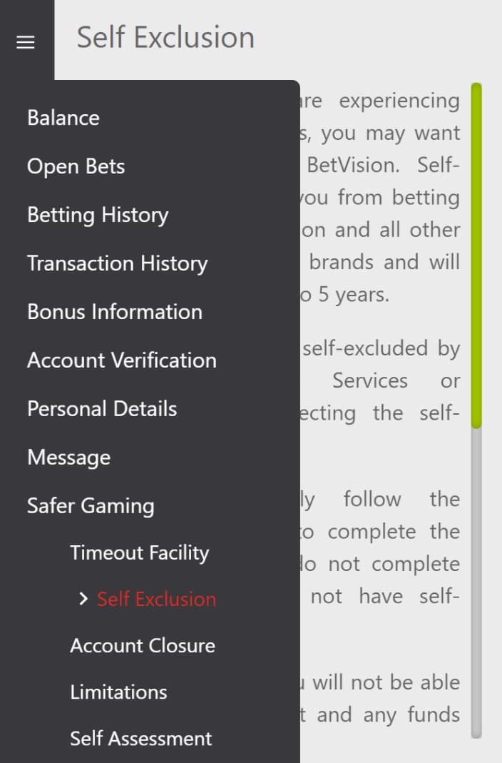 Self Exclusion