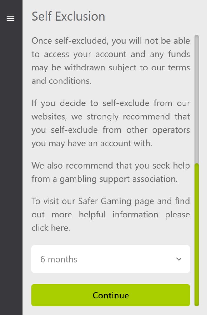 Self Exclusion