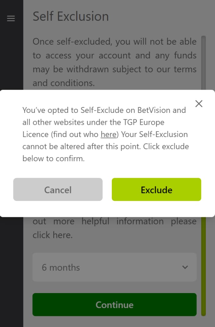 Self Exclusion